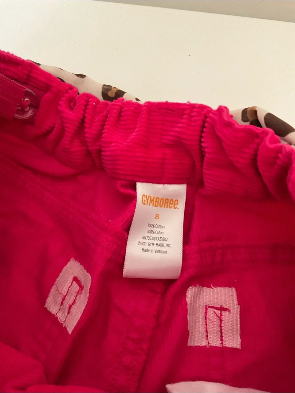 Gymboree Fuschia Pink Corduroy Girl Pants with Leopard Tie Waist Size 8